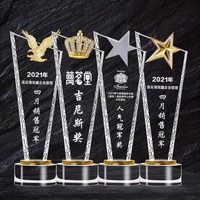 Trophée en cristal personnalisé avec étoile en métal doré pour les souvenirs d'anniversaire d'entreprise, cadeaux