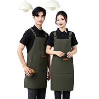 Tablier en rayonne imprimé avec logo, résistant à l'eau et à l'huile, nouveau style, personnalisé, pour la restauration, résistant aux taches, pour femmes, pour la cuisine et la publicité