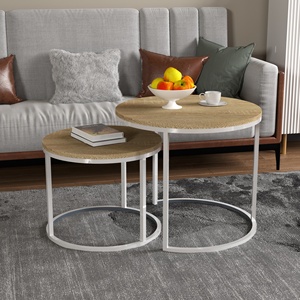 Modern <strong>Nesting</strong> Coffee <strong>Table</strong> with Wooden Top Iron Frame Living Room Home Furnishings Panel Style for Home Use - Product Image 2