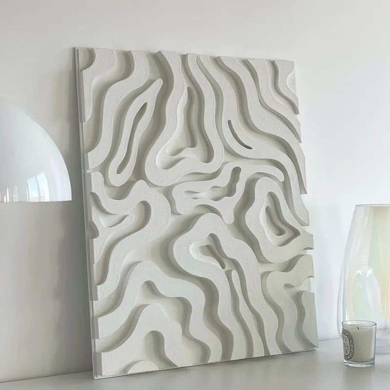 Custom modern artwork 3d texture wood wall art abstract relief decor painting for hotel decor luxury