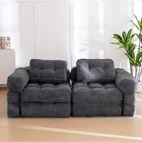 Fauteuil pouf moderne pliable multifonctionnel avec appui-tête, housse amovible, confortable et portable, pour se détendre au sol