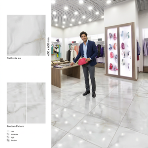 Azulejos de Porcelana Pulida Caligzo con Aspecto de Travertino Gris, 600x600 mm, Efecto Piedra Brillante para Pisos - Product Image 5