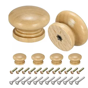2023 bouton de tiroir rond en bois, tiroirs de meubles de commode 33mm de diamètre, poignées de traction d'armoire avec vis quincaillerie pour tiroir