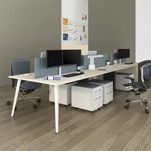 Moderna postazione di lavoro mobili per ufficio dimensioni Standard scrivania da ufficio in MDF bianco per 6 persone