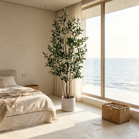 Arbre d'olivier artificiel vert de 180 cm, plante décorative avec fruits d'olivier, accessoires de décoration pour intérieur, bureau, hôtel, maison