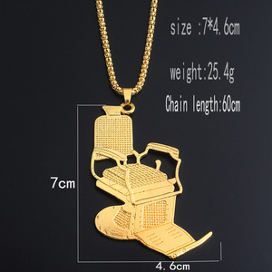Collana con Ciondolo a Forma di Rasoio da Barbiere in Lega di Zinco Placcata <span class=keywords><strong>Oro</strong></span> e Argento con Catena di Perline - Gioielli Unisex Stile Hip Hop - Product Image 6