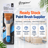 Ensemble de 3 pinceaux Gesso Giorgione, poils larges et plats en nylon, manche en bois, pour acrylique, gesso, toile, apprêtage, peinture d'artiste