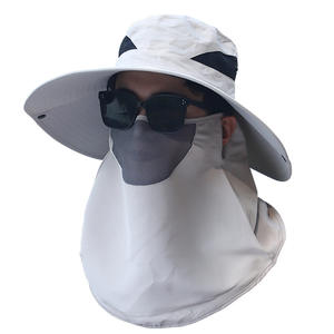 Chapeau de pêche d'été pour hommes, protection solaire, couvre-visage respirant, chapeau de randonnée en plein air, de cyclisme, gris clair, kaki, monochrome - Product Image 5