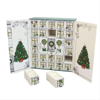 Boîte de luxe personnalisée en papier carton avec calendrier de l'avent double porte emballage vide de cadeau cosmétique de beauté recyclé compte à rebours de Noël