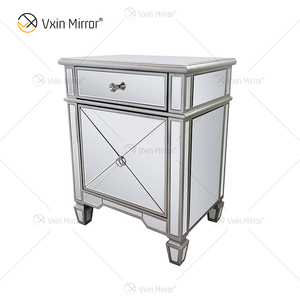 Increíble calidad de WXF-873 champán plata modernos de Metal de muebles de mesa de noche con 2 cajones mesita de noche con espejo - Product Image 4