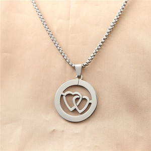 Collar con Colgante de Corazón Hueco de Acero Inoxidable para Hombre, Diseño Geométrico Retro, Regalo 12037 - Product Image 1