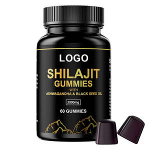 Gomitas Veganas de Shilajit Negro de Marca Privada OEM ODM, Ácido Fúlvico, 60 Unidades, Suplemento Mineral Estimulante de Energía para Adultos - Product Image 1