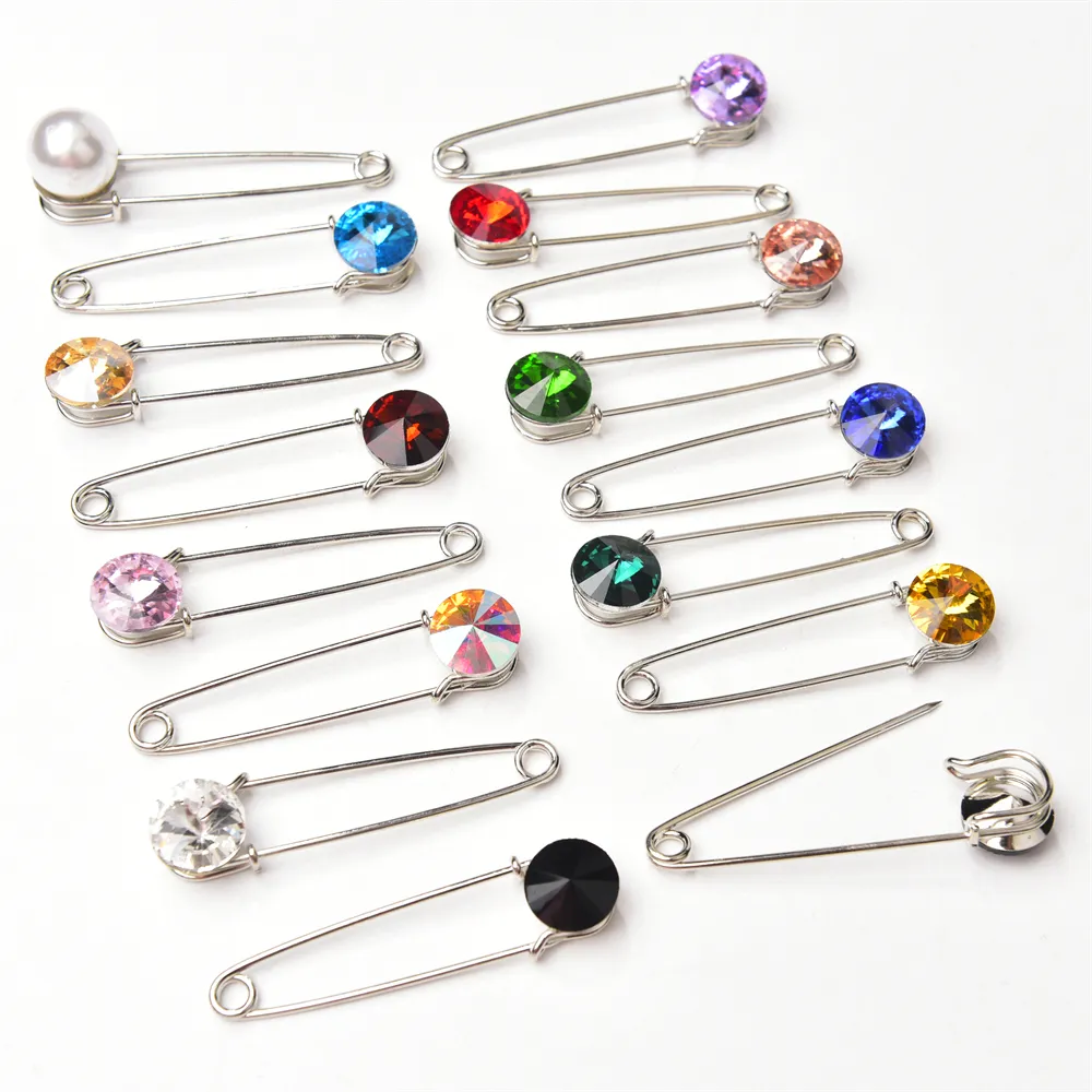 Broche de perlas para suéter de mujer de estilo coreano Simple, Clips para chal, pasador de seguridad redondo de diamantes de imitación para decoración de ropa, joyería