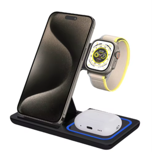 Vente en gros de produits Chargeur magnétique sans fil 3 en 1 Support de téléphone <span class=keywords><strong>Station</strong></span> sans fil rapide 15W Support magnétique pour téléphone portable - Product Image 1