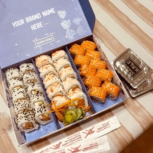 Caja de Papel para Sushi de Grado Alimenticio al por Mayor con Separador, Caja de Embalaje Desechable para Sushi Estilo Japonés - Product Image 1