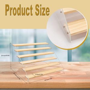 Expositor de Madera de Dos Niveles, Portátil y Ecológico, Tipo Estante Escalonado, No Plegable, para Cocina, Exhibición Comercial - Product Image 2