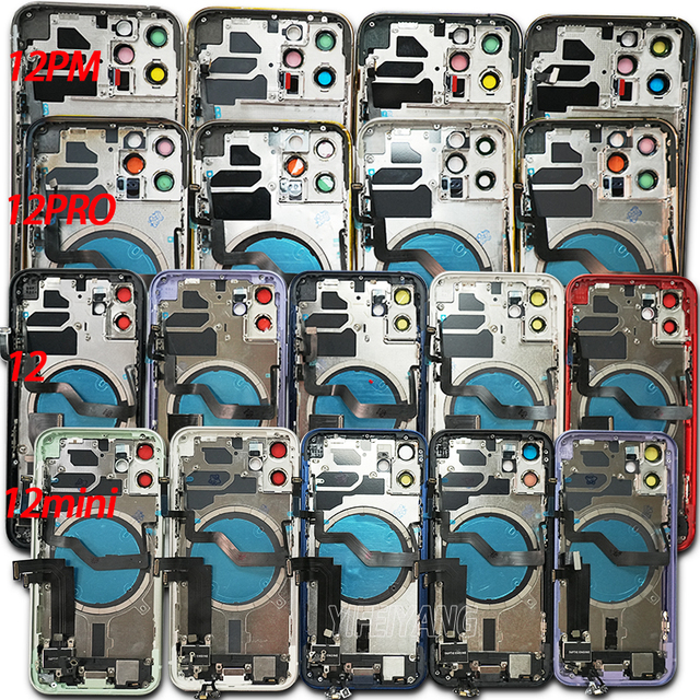 Wholesale 100% AA Quality Frame Bezel Back Cover Housing with Flex for iPhone 11 12 13 14 15 16 16e Pro Max Plus Plus OEM GLASS