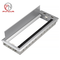 Boîtier de passage de câbles encastrable en alliage d'aluminium avec 2 ports USB-A et 1 port de charge USB, organisateur de câbles de bureau pour le bureau