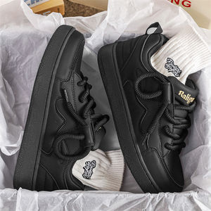 Scarpe da Skateboard per <span class=keywords><strong>Uomo</strong></span> Personalizzate con Ordine Minimo Basso, Nuove <span class=keywords><strong>Sneakers</strong></span> Casual <span class=keywords><strong>Nere</strong></span> con Suola Spessa, Scarpe Sportive in Pelle alla Moda per Studenti - Product Image 3