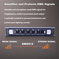 Répartiteur DMX512 1 entrée 4 sorties Pknight CA8402B, amplificateur de signal optiquement isolé, commande par interrupteur, LED 4100K blanc neutre, cuivre