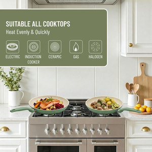 Sartén sin Tapa E-Top Verde, Utensilio de Cocina de Hierro Fundido, para Huevos, Pasteles, Verduras, Pasta, con Mango Ergonómico - Product Image 6