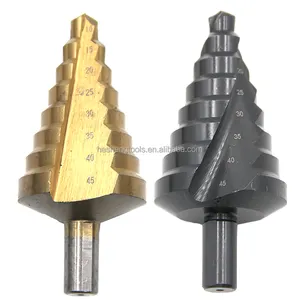 HSS 4241 10-45mm Spiral Groove and Straight flute Triangular handle Step Drill Bits For Sheet Metal Drilling
