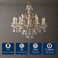 Lustre de salon en cristal français, suspension de luxe à bougies, pour hôtels, villas, projets, vente en gros, OEM, ODM, éclairage décoratif pour la maison