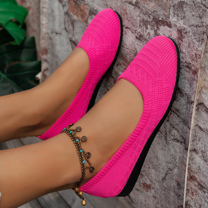 Zapatos náuticos transpirables de tela tejida sin cordones para mujer, de punta redonda, talla grande, para las cuatro estaciones, con forro de tela. - Product Image 3