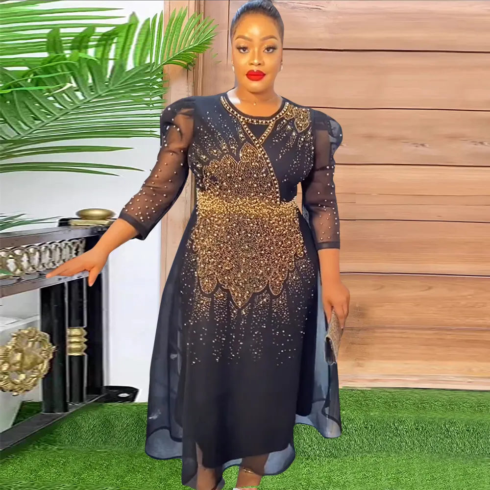 H & D zarif Maxi elbiseler kadınlar için Dubai türkiye afrika parti kıyafeti ile boncuk