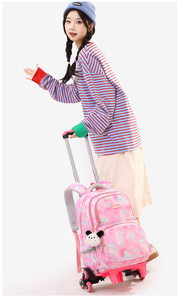 Unisex Primary Middle School Student Trolley School Bag Polyester Large Capacity Lightweight Wear-Resistant - Product Image 6