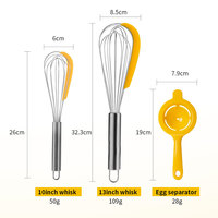 Batteur à œufs manuel 2-en-1 en acier inoxydable avec spatule en silicone, mini fouet à ballon pour crème et pâte, outil de pâtisserie