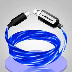 LE1B LED Flashing Luminous Micro USB Type C Fast Charging Sata Cables ODM Party Gift Mobile Phone Charger Cable