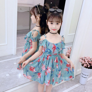 Vestidos de Fiesta de Verano para Niñas, Color Verde, con Estampado de Flores Rojas - Product Image 6