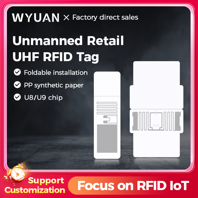 Printable RFID Unmanned Retail Tag UHF 860-960mhz Self-adhesive Label ISO18000-6C Sticker for Shop Supermarket Self-service