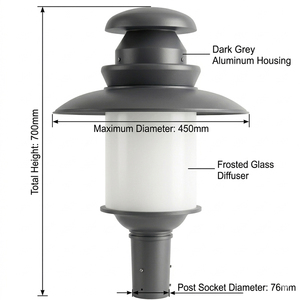 Luminaire extérieur pour poteau IP65 30W-100W avec contrôle intelligent, certifié CE RoHS, luminaire LED de jardin pour aménagement paysager, garantie 5 ans - Product Image 3