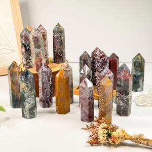 Wholesale Natural <b>Crystal</b> Ocean Jasper <b>Tower</b> Eco-Friendly Healing Carved Crafts Fengshui Gemstone Room Gift - Product Image 4