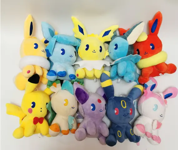 Hot selling Kawaii 10 style Eevee plush toy 8-inch pokemoned plush pikachu wholesale