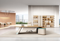 Bureau de direction moderne de luxe en bois massif pour PDG, mobilier de bureau contemporain haut de gamme, durable, fournitures de bureau écologiques