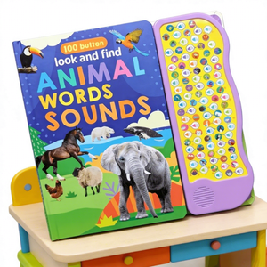Libro Interactivo de Sonidos de Animales con 100 Botones para Buscar y <span class=keywords><strong>Encontrar</strong></span> <span class=keywords><strong>Palabras</strong></span>, Juguetes Educativos para Niños, Libro de Sonidos de Animales para el Aprendizaje Temprano - Product Image 1