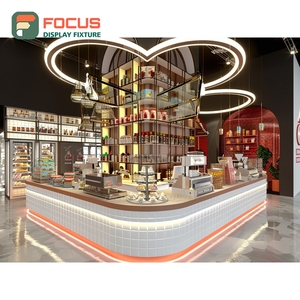 ตู้โชว์กาแฟแบบโมดูลาร์ ผิวลามิเนตไม้ พร้อมพื้นที่จัดแสดงอุปกรณ์ตกแต่ง ตู้กาแฟสำหรับร้านค้า - Product Image 5