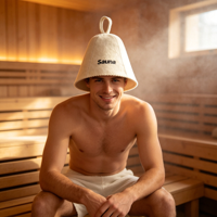 Европейская элитная шапка для сауны с вышивкой SAUNA, хит продаж, настраиваемая, многоразовая, легко чистится, мягкая и комфортная