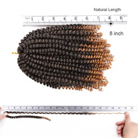 Extensions de cheveux synthétiques en spirale de 8 pouces, noir ombré BUG, pour tresses au crochet, vente en gros