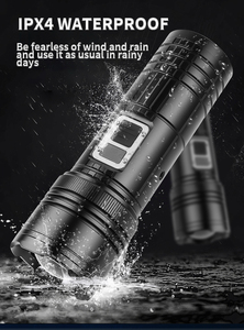 High Quality Super Bright Flashlightled Digital Display Zoomable Torch Lampshade Yellow Red Flash Light - Product Image 3