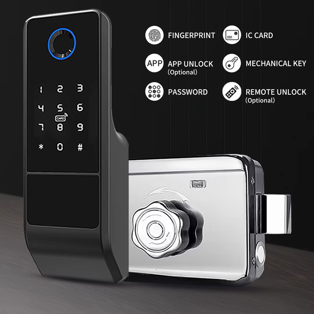 Doorlock Waterproof Ttlock TUYA APP Outdoor Gate Rim Lock Wifi Double Fingerprint Digital Keypad Code Electronic Lock · image 3