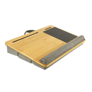 โต๊ะวางโน้ตบุ๊กแบบพับได้ Samexi Bamboo Lap Desk สีเทาเข้ม ปรับระดับได้ พกพาสะดวก พร้อมระบบระบายความร้อน สำหรับใช้บนเตียง รถยนต์ และที่บ้าน - Product Image 1
