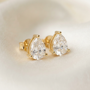 Exquisite Pear Cut Lab Made Diamond Bezel Solitaire Stud <b>Earrings</b> IGI 14K Gold Custom Lab Made Diamond <b>Earrings</b> <b>Fine</b> Women Jewel - Product Image 1