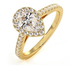 Bague de luxe en or 10/14/18 carats avec diamant de laboratoire CVD de 0,5 à 2 carats, taille poire, personnalisée pour femme, pour anniversaire, mariage ou promesse. - Product Image 3