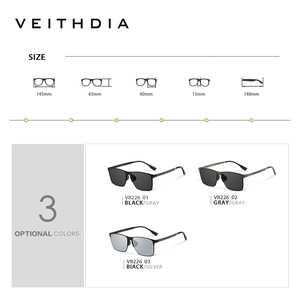 Veithdia Men's Square <b>Frame</b> Sunglasses 8226 Metal <b>Frame</b> Nylon Lens UV400 Protection Type 3 Sunshades - Product Image 4