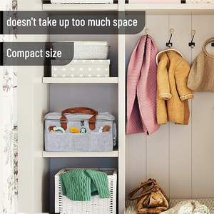 Boîte de rangement Organisateur de couches pour bébé Organisateur de couches portable pour <span class=keywords><strong>table</strong></span> <span class=keywords><strong>à</strong></span> <span class=keywords><strong>langer</strong></span>-Gris avec couvercle Rangement des couches - Product Image 5