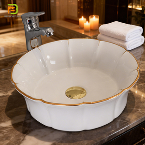 Lavabo Artistico da Appoggio Moderno, <span class=keywords><strong>Lavandino</strong></span> Rotondo Fatto a Mano, Lavabo in Ceramica da <span class=keywords><strong>Bagno</strong></span> - Product Image 1
